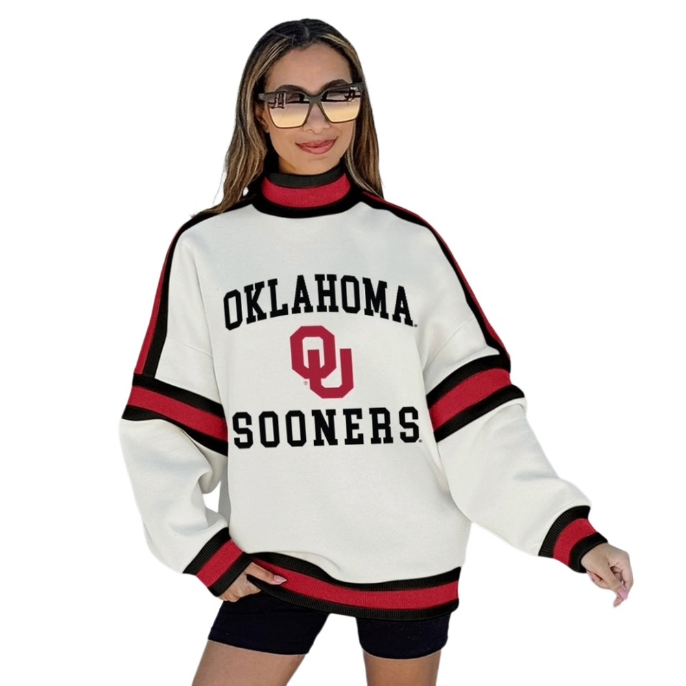 Oklahoma Sooners Cream Sweater Gameday‎ Couture OU
